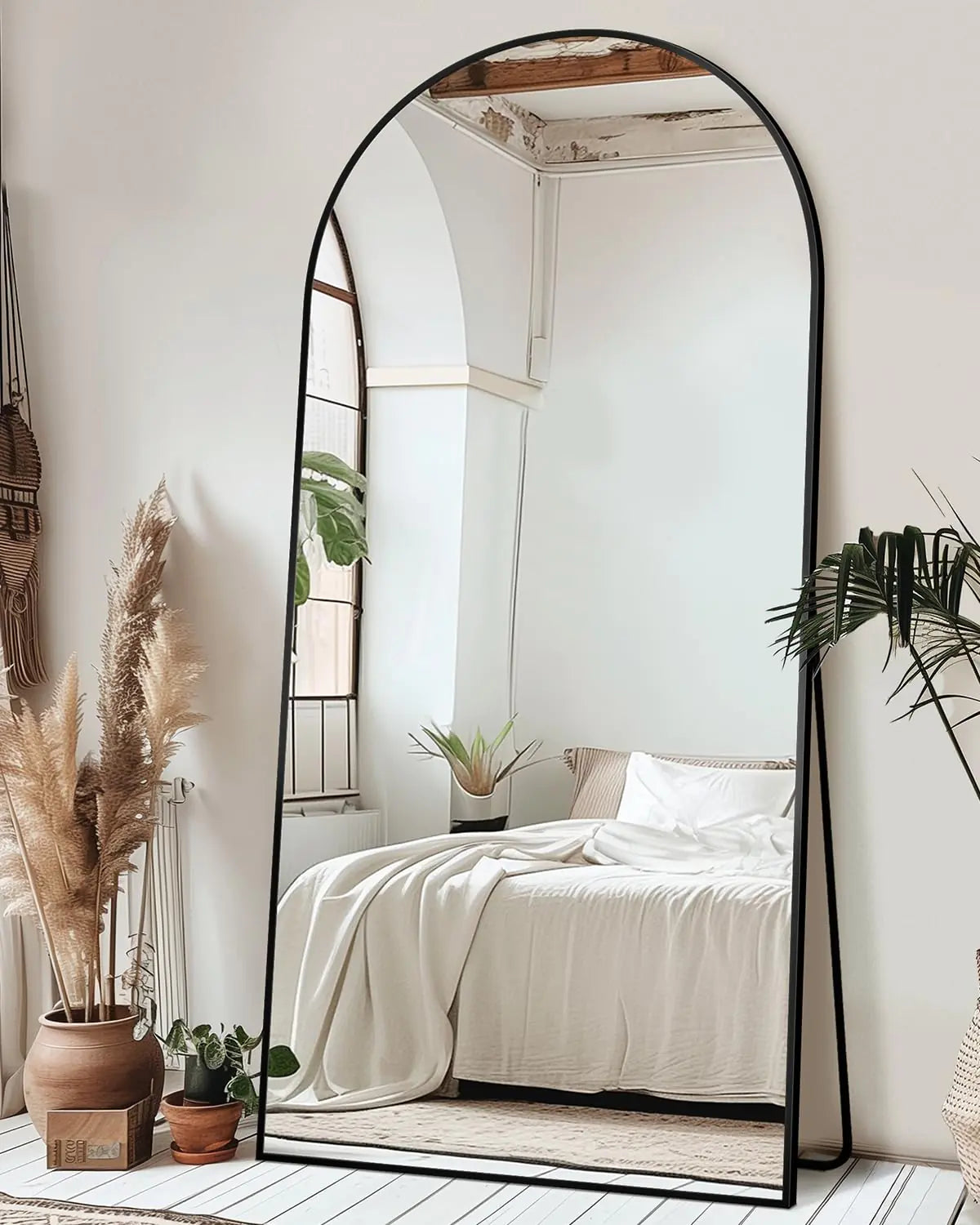 Arched Full-Length Bedroom Mirror 76x34 with Stand