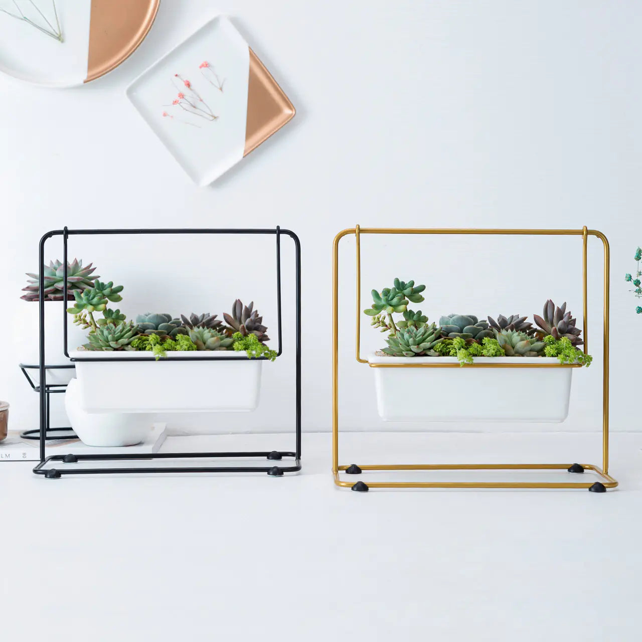 Sleek Nordic Iron Planter Swing Set