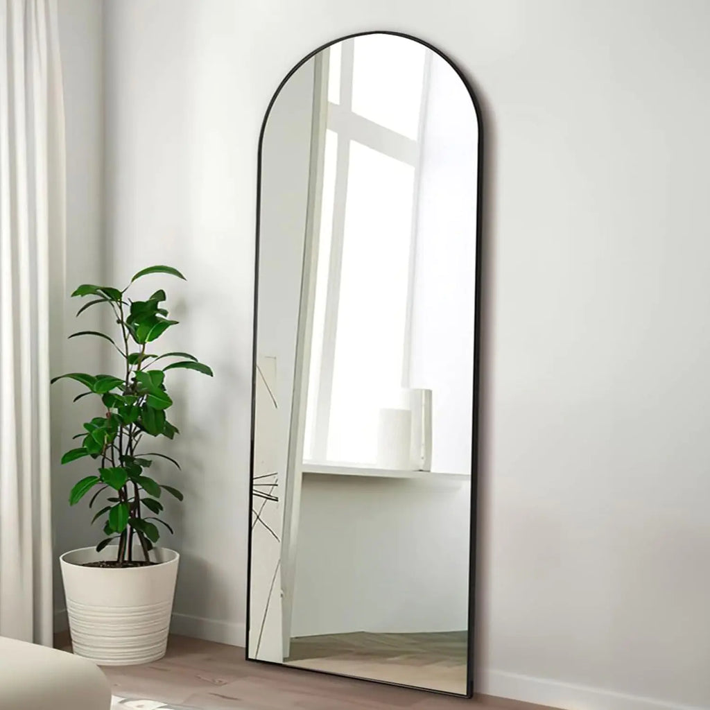 Arched Elegance 57''x20'' Full Body Mirror with Stand