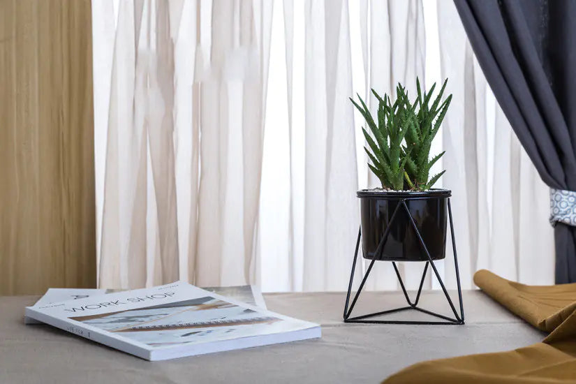 Nordic Triangle Ceramic Planter with Iron Stand Set