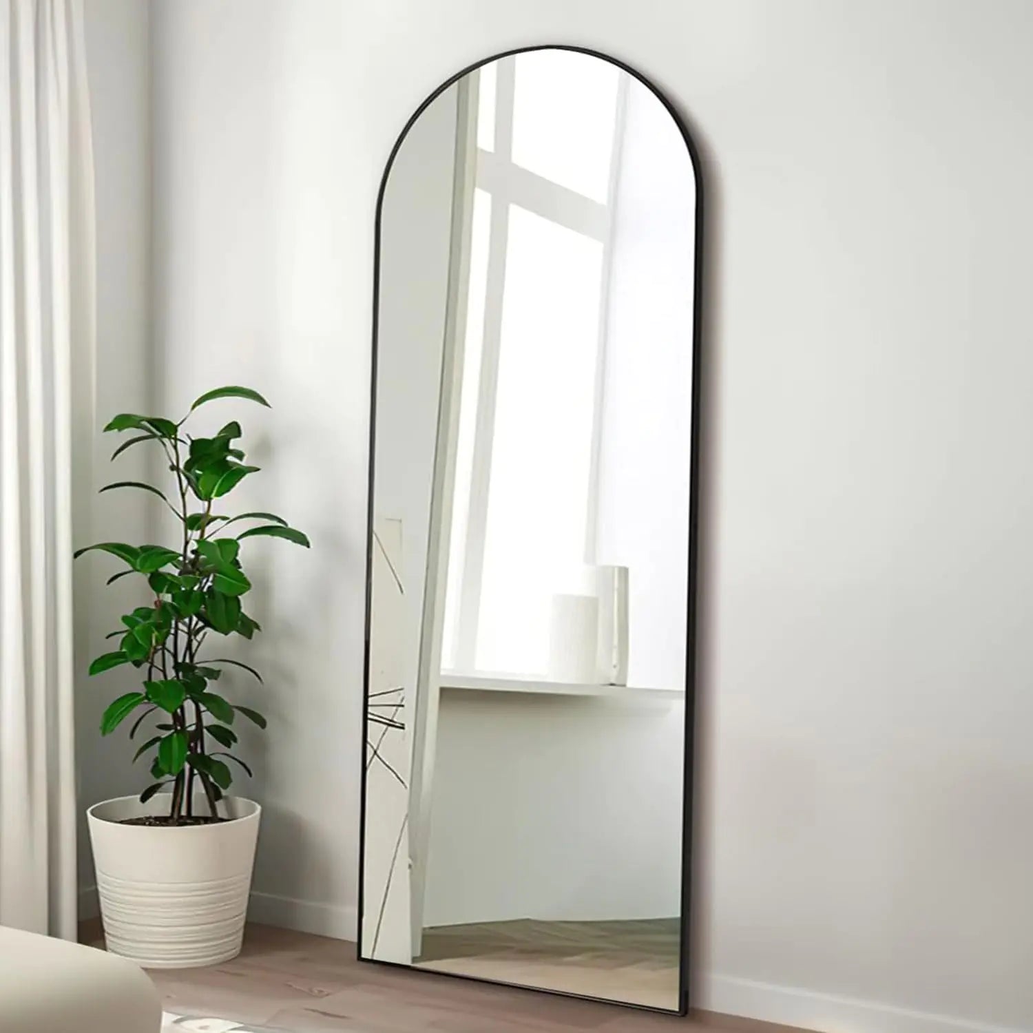Arched Elegance 57''x20'' Full Body Mirror with Stand