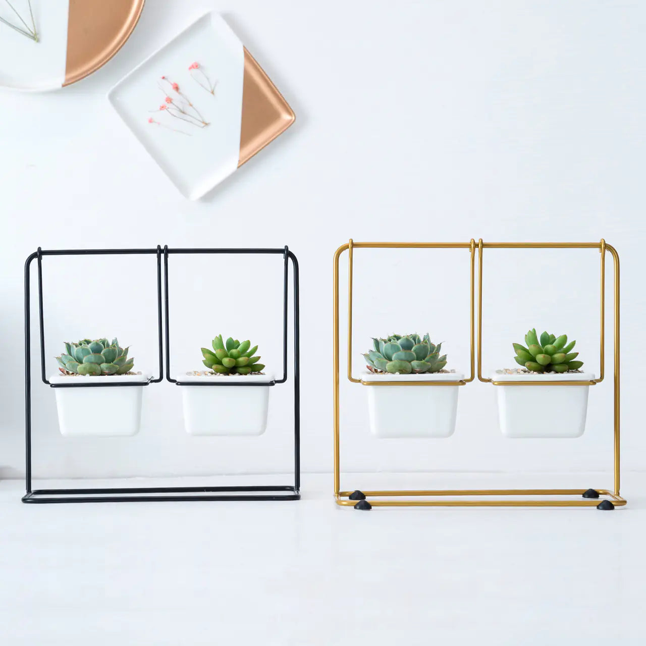 Sleek Nordic Iron Planter Swing Set